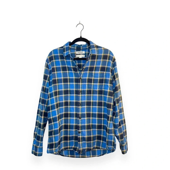 Goodthreads Men’s Heavyweight Brushed Flannel Shirt Jacket in Blue/Yellow Size M - Picture 4 of 13